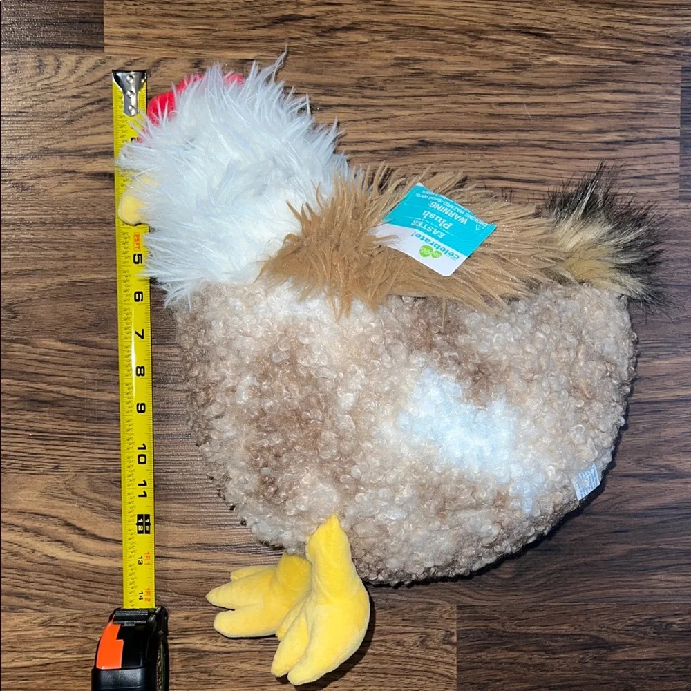 Plush Chicken Bird Toy - White, Brown, Yellow